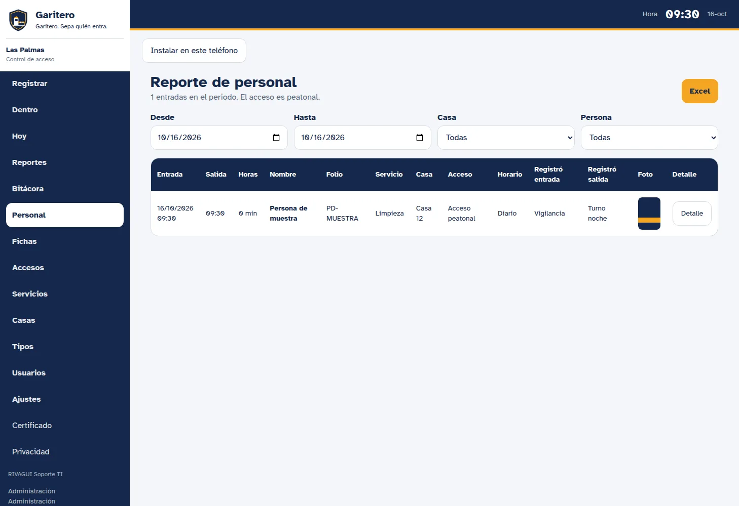 Reporte de personal doméstico
